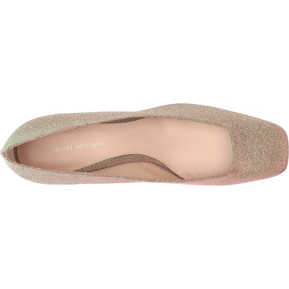 Stuart Weitzman Chelsea Gold Heel Pump Square Toe Dress Evening Fashion Shoe 8.5 - Picture 4 of 12